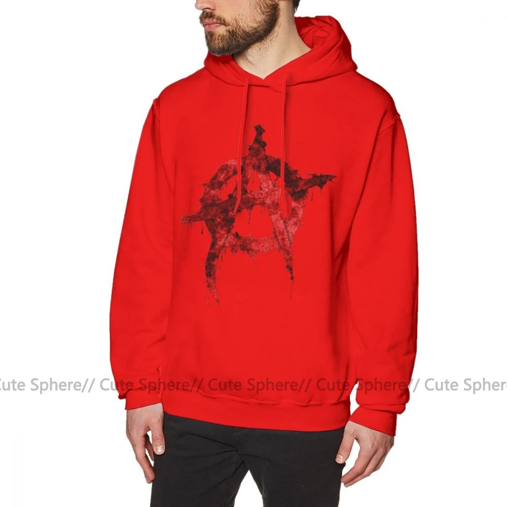 Анархия, худи, толстовки анархия, осенний крутой пуловер, худи, серый хлопок, мужские длинные, XXL, свободные толстовки - Цвет: Red
