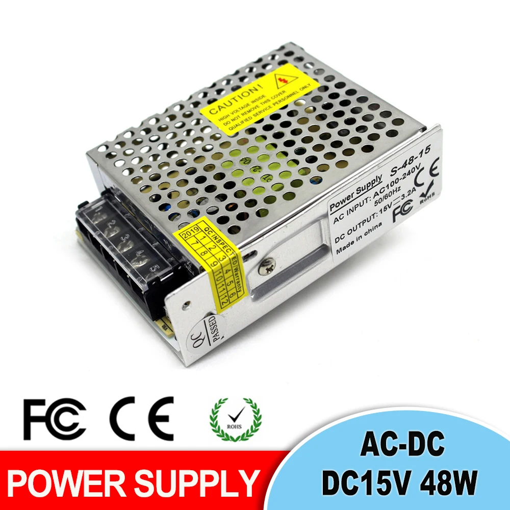 Импульсный источник питания DC15V 3A 45 W светодиодный трансформатор драйвера AC100-240V к