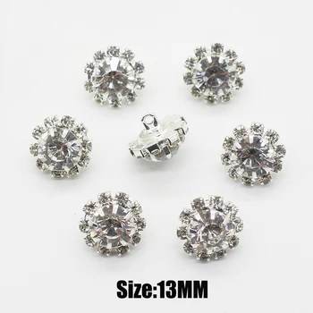

New Size 13mm 10Pcs Clear Crystal Rhinestone button, Diamond Shank Button Wedding decoration Sewing Accessory for Wholesale