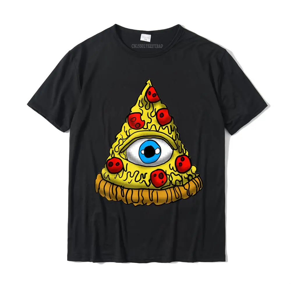 Cheap Men Top T-shirts Fitness Tight Personalized Tops Shirts 100% Cotton Short Sleeve Camisa Tee Shirts Round Collar Funny Pizza Tee Illuminati Eye Occult Birthday Gift Idea T-Shirt__MZ16292 black