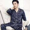 Night Pajamas for Men Satin Set Silk Sleeping Suit Autumn Spring Home wear Clothes Long Pants Nightgown  4