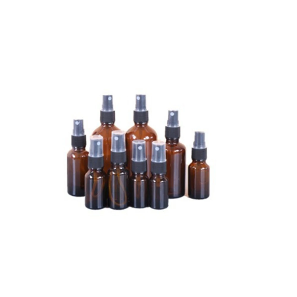 5-100ML Mini Spray Bottle Beauty Empty Amber Glass Bottles Essential Oil Mist Spray Container Case Refillable Travel Bottle