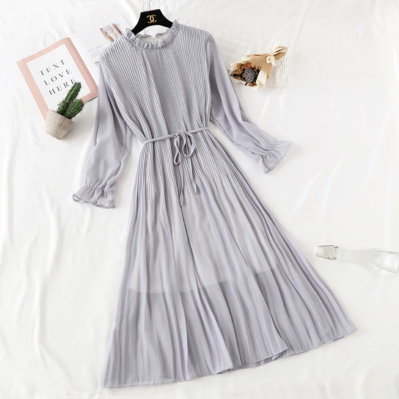 Elegant Polka Dot Women Dress Female Casual Flare Sleeve Office Chiffon Dot Print Dresses A-line Vintage Sweet Clothing Vestidos