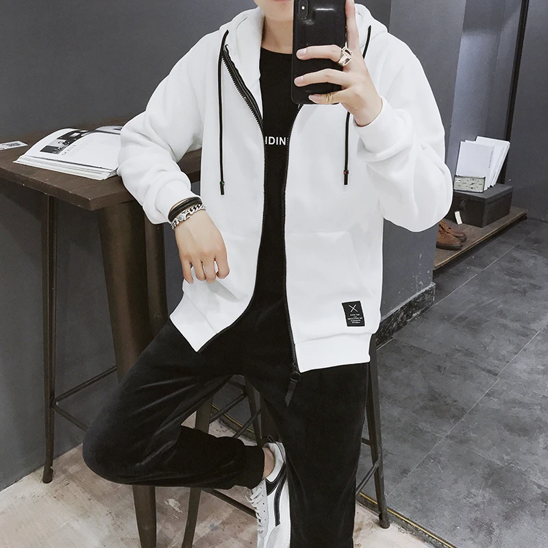 New Mens Gold Velvet Sweatshirt Loose Pants Hoodie Coat Hooded Top 2pcs Set Casual Male Clothing Autumn Winter Letters Printed A