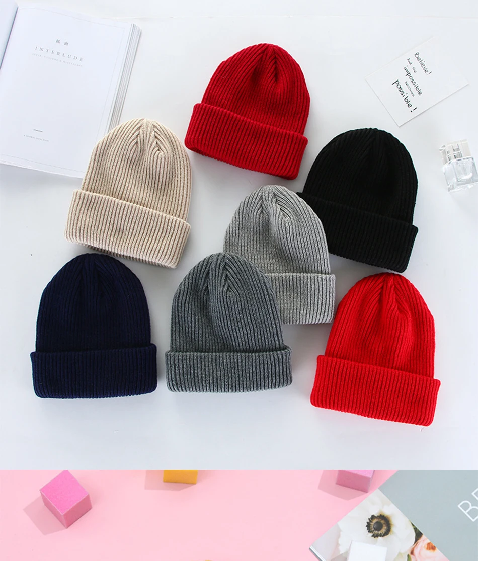 2022 New Womens Beanie Hat warm Autumn ladies Wool Knit Beanie Hat Cuff Beanie Watch Cap for Girls Spring Skull Hats for Female