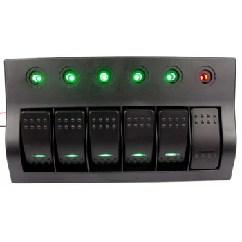 

Boat Switch Panel Rocker Marine LED Indicator Circuit Breakers Parts 6 Gang