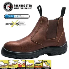 Мужская защитная обувь из натуральной кожи; водонепроницаемые рабочие ботинки; мужские ботинки «Челси» без шнуровки; неубиваемая Уличная обувь; обувь