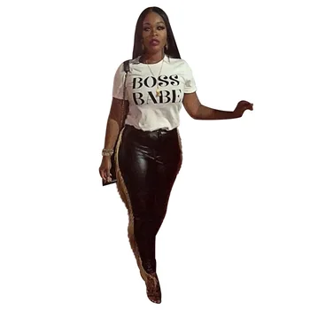 

Autumn Winter Women Sexy Clubwear PU Leather Pants Tassel Elastic Plus Size Pencil Pants Long Trousers