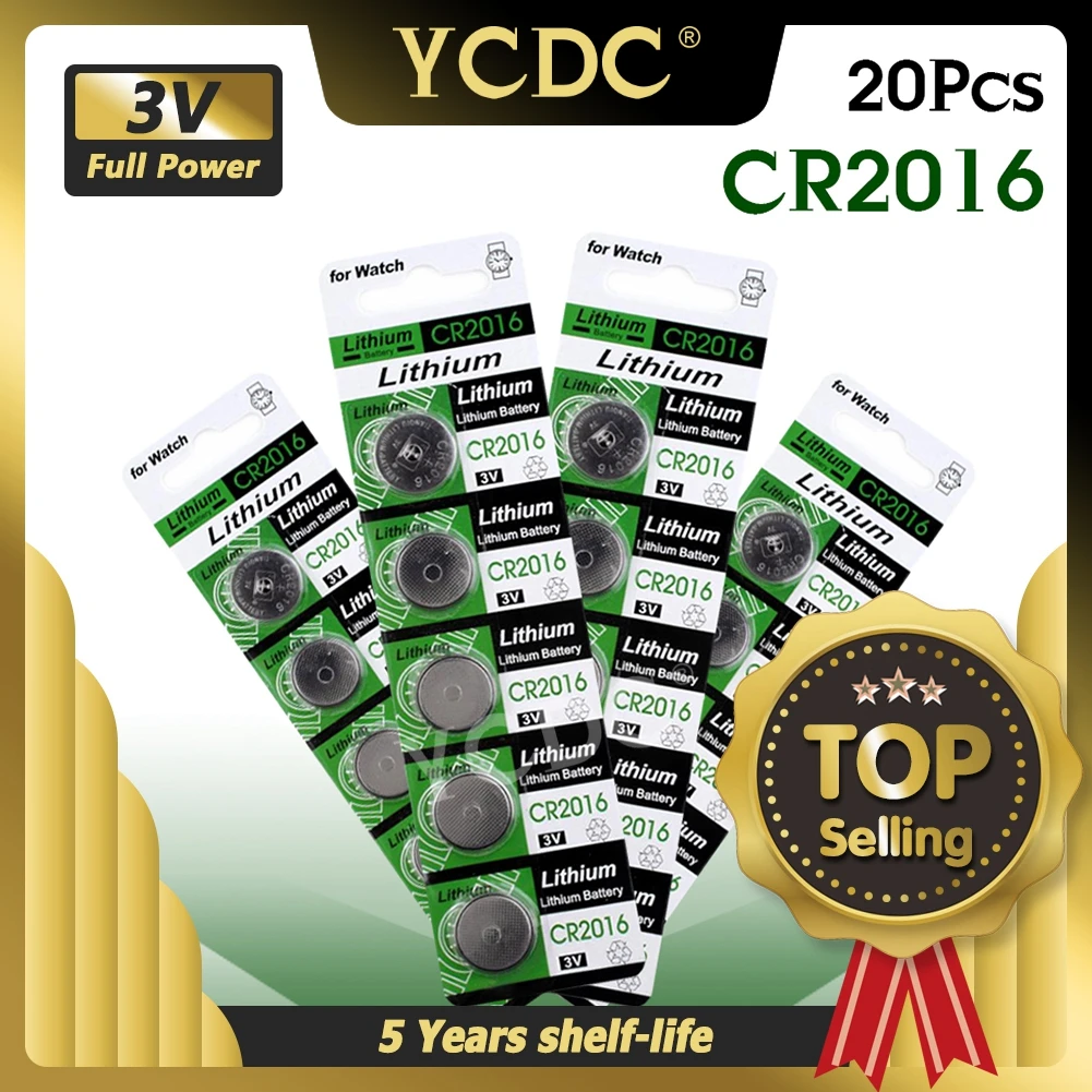 YCDC 2021 Новинка 20x CR2016 кнопочные монетки 3 в BR2016 DL2016 LM2016 KCR2016 ECR2016 литиевая батарея