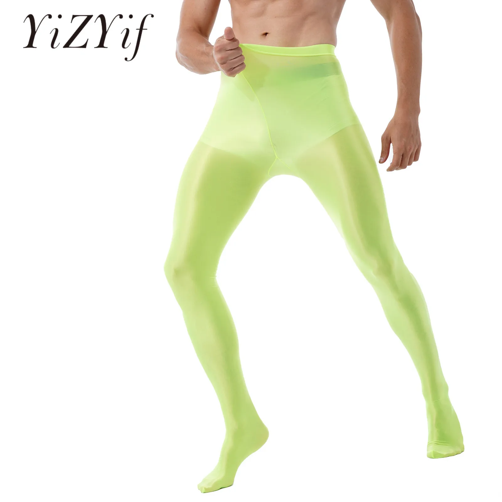 Mens Fashion Pants Glossy Pantyhose Training Dance Fitness Ballet Dance Leggings Workout Sports Tights Trainer Running Trousers