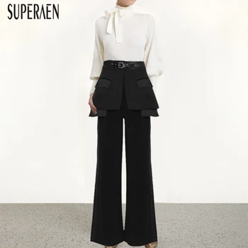 

SuperAen 2019 New Europe Long Pants Women Solid Color Cotton Wild Ladies Pants High Waist Slim Fashion Straight Pants Female