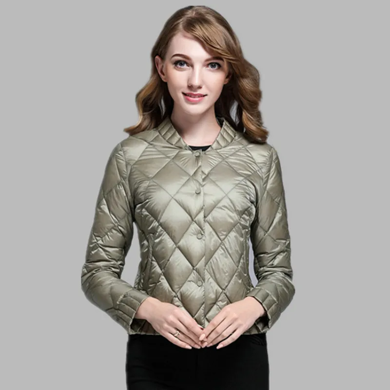 

New Winter Women's Down Jacket Fashion Slimming Rhombus White Duck Down Jacket Women Outdoor Casual Light Cotton Clothing