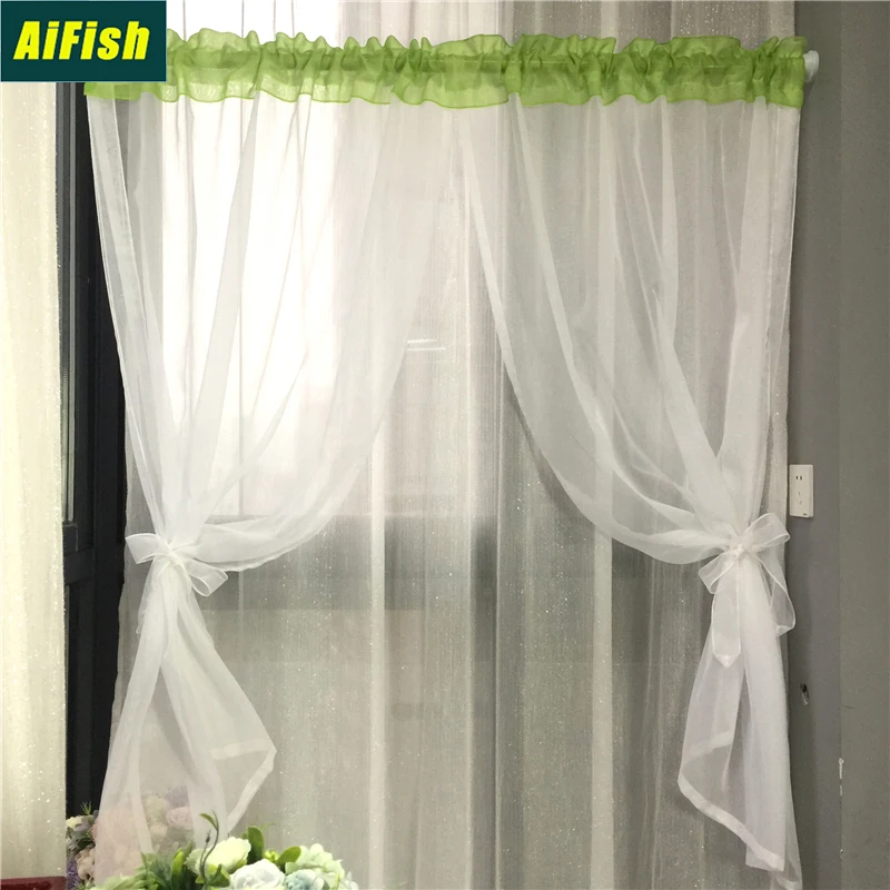 

Solid Color Tulle Curtains Hanging Tulle Kitchen Transparent Short Curtain Drapery Window Sill Short Curtain Cortina WP184-3