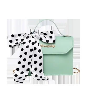 

Wholesale Silk Scarf Small Bag Korean New Women Bag Shoulder Messenger Handbag Small Square Bag Chain Bag Coin Purses Key Bag PU