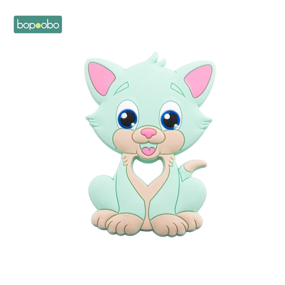 Bopoobo 1 шт., детский прорезыватель, BPA бесплатно, силиконовый Прорезыватель для зубов, Прорезыватель зубов, силиконовый Прорезыватель зубов "Львенок", детский товар, силиконовый Прорезыватель - Цвет: Mint Cat