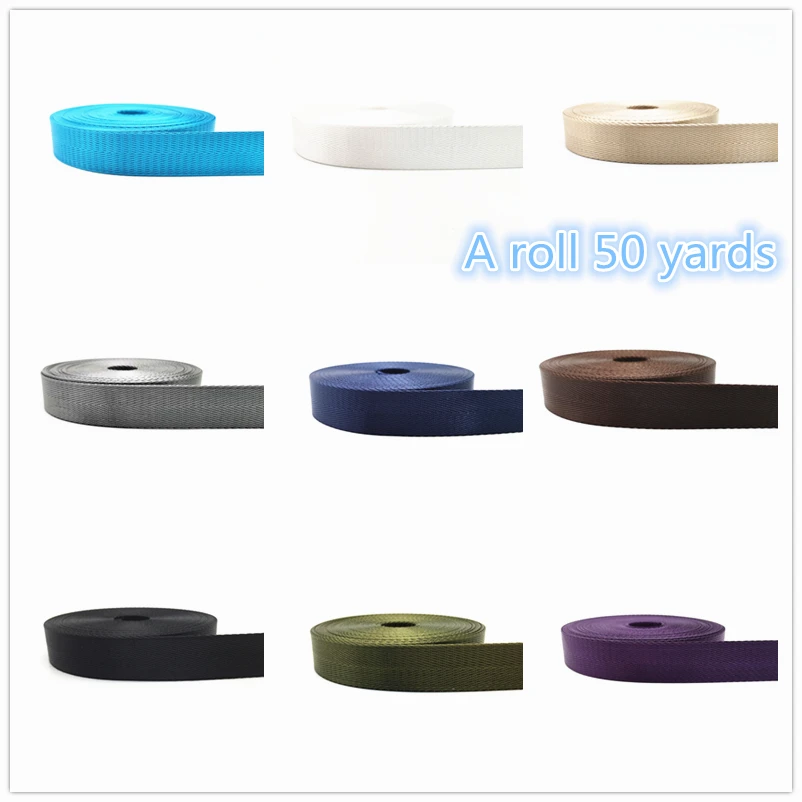 

A roll 50 yards 1"(25mm) High Quality Strap Nylon Webbing Herringbone Pattern Knapsack Strapping Sewing Bag Belt Accessories