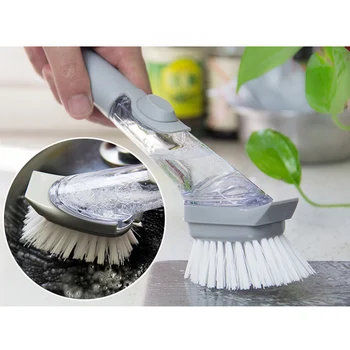 

Economical Kitchen Dish Scrubber Soap Automatic Dispenser Dishwashing Scrubber Sink Brush with Soap Handle ds99