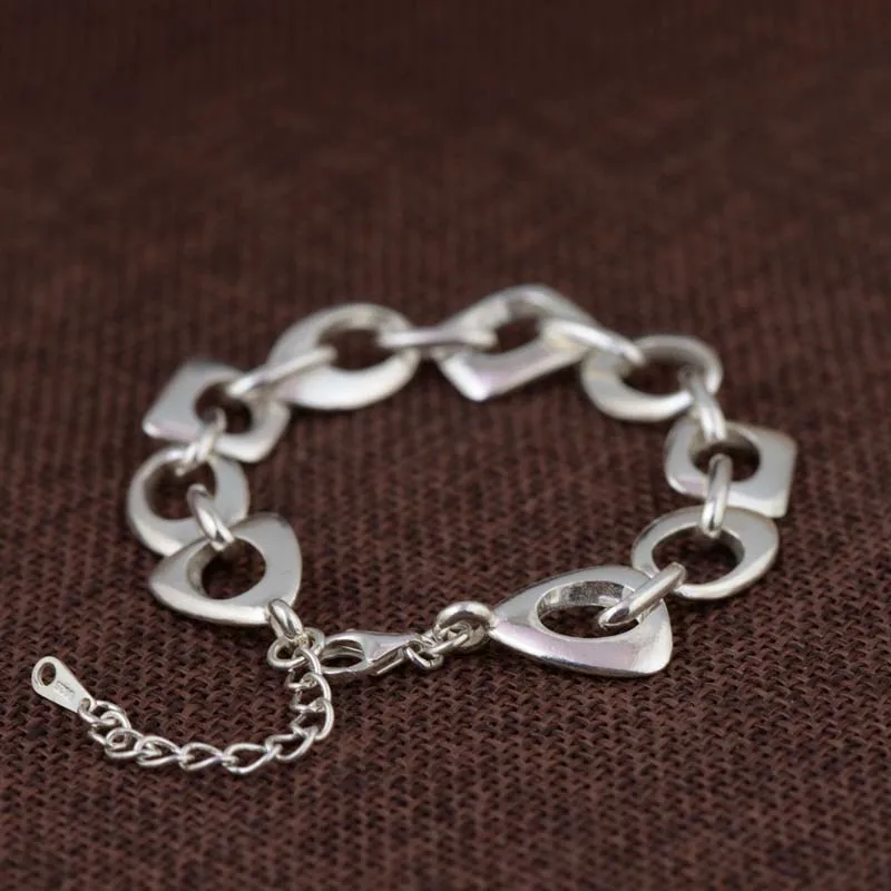 

13mm Circular Round Link Bracelets Women Men 925 Sterling Silver Fine Jewelry Solid Tibetan Silver Girls Round Bracelets