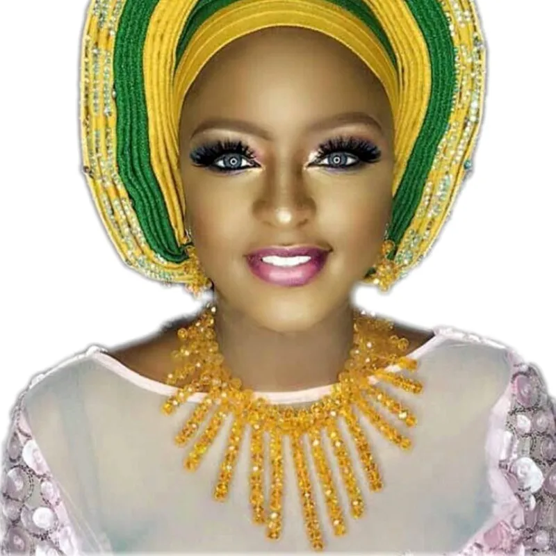 

Dudo Store Costume Jewelry Necklaces Set Gold Yellow African Beads Jewelry Set Nigerian Weddings Bridal Jewellery Set Free Ship