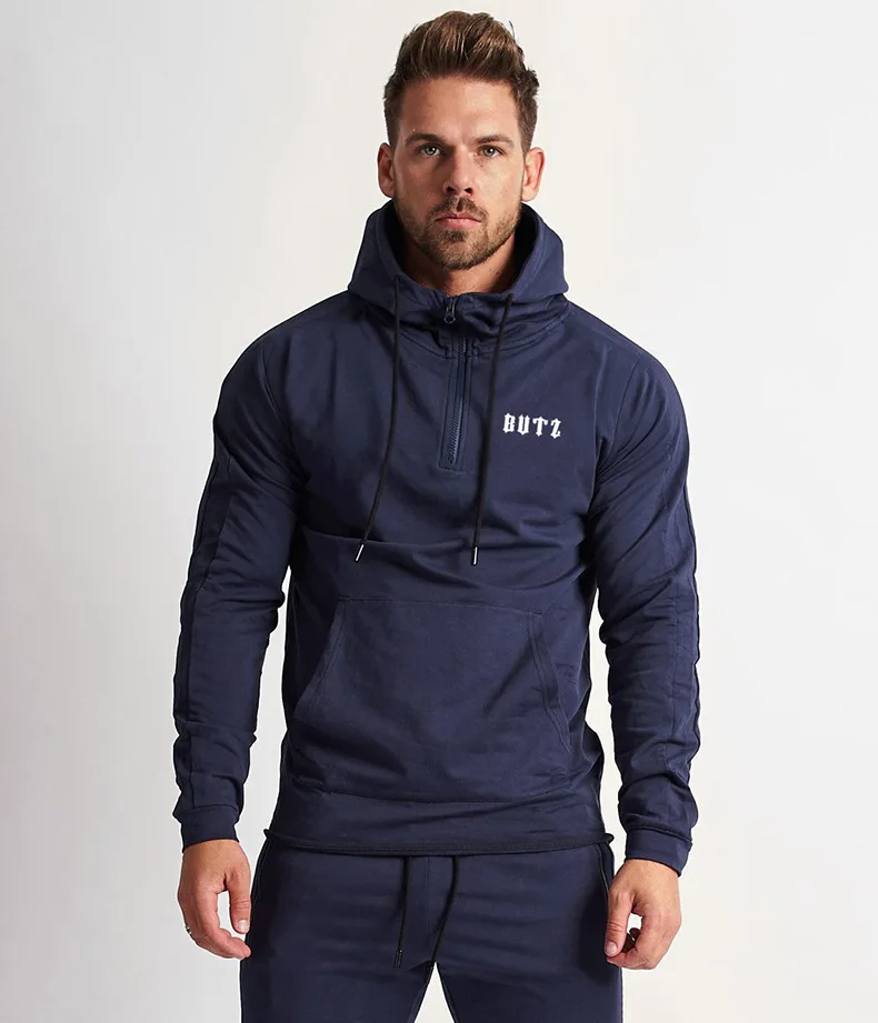 Новые осенние мужские толстовки для тренировок с капюшоном одежда футболка для бодибилдинга теплая одежда хлопковые толстовки пуловер