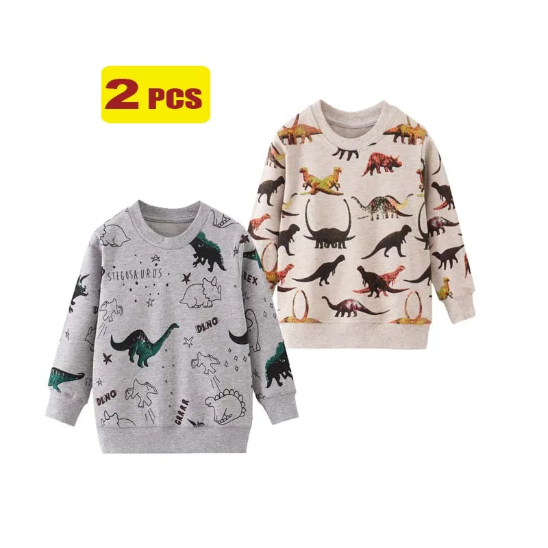 Jumping Meteres/Хлопковые свитера; рубашки с принтом животных для мальчиков и девочек; комплект из 2 предметов; осенне-зимние детские свитшоты; детские спортивные топы
