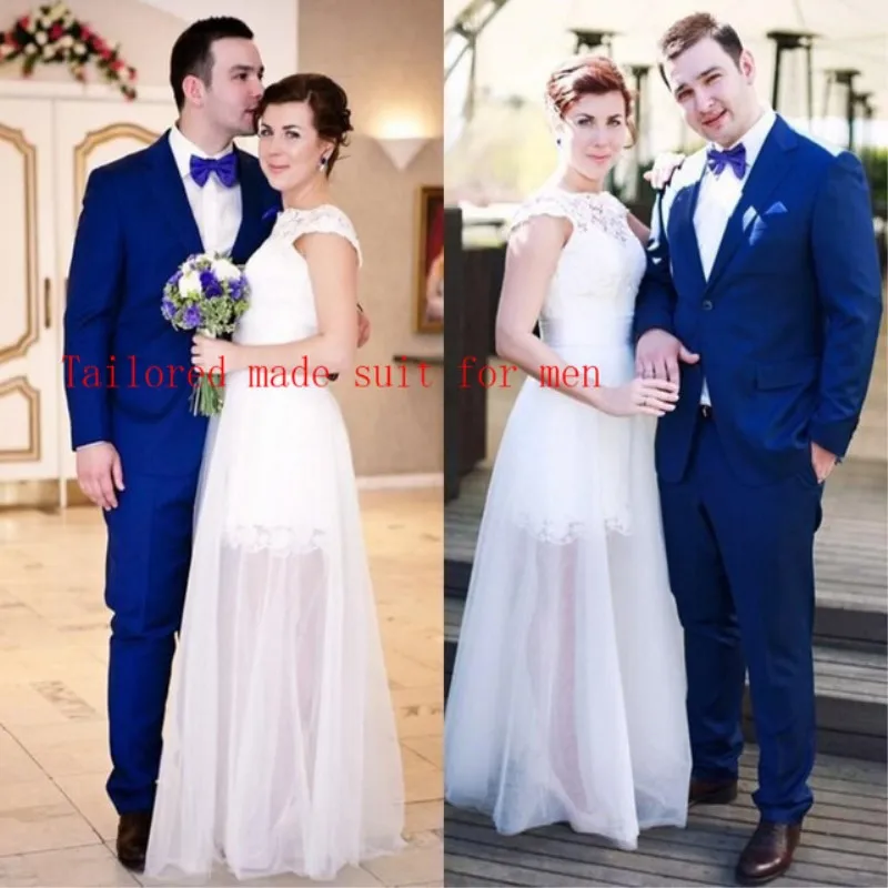 

Customize made Set Slim Two Button Notch lapel Prom royal bule Best man Groomsmen Prom Suits MenWedding Suits( jacket+Pants+tie)