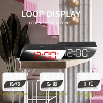 

Creative Two-mode New Digital LED Big Alarm Clock Keystone Mirror Time Temperature Display Alarm Clock Table Clock Digital Alarm