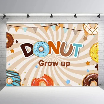 

Donuts Theme Birthday Backdrop Bunting Stripe Decoration Photo Background Grow up Baby Shower Photography Background