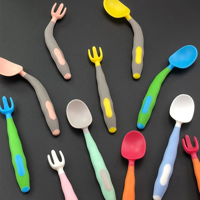 Silicone Spoon For Baby Utensils Set Auxiliary Food Toddler Learn To