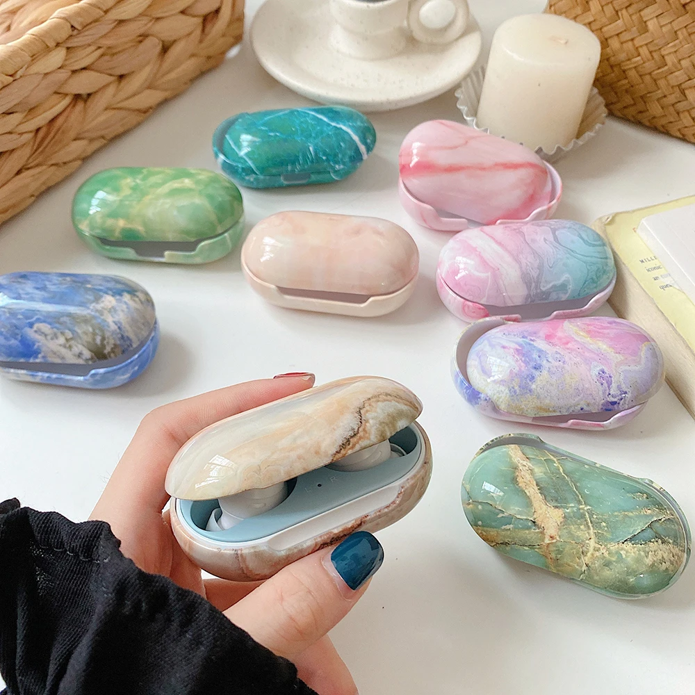 

For Samsung Galaxy Buds Plus Agate Marble Pattern Wireless Bluetooth Earphone Case Protective Hard PC Cover For Galaxy Buds Plus