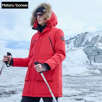 

Metersbonwe Men's Parkas Thick Down Jacket Outwear Medium Duck Down Long Coat Warm Climbing Parkas Clothes Snow Coat