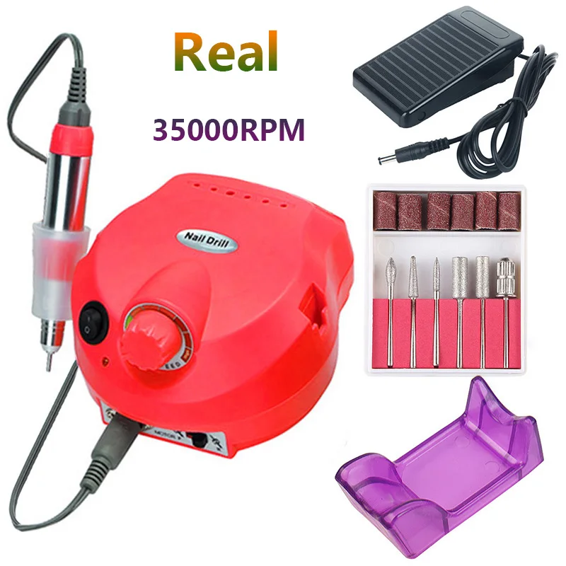 

35000 RPM Electric Nail Drill Machine Manicure Nail Drill Bits Set Pedicure Sanding Equipment Miling Cutter File Left Hand Tools