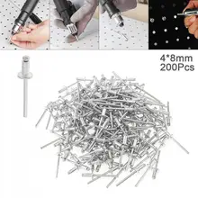 200 шт./лот M4x8mm алюминиевый заклёпный пистолет ядро потянув клепки разрыв оправки гвоздь с мушроновой головкой и полированной хромированной поверхностью