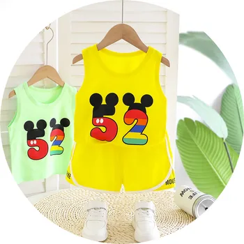 

Summer 2020 NEW Children Cotton Clothes Baby Boys Girls Cartoon Vest Shorts 2Pcs/sets Infant Kids Fashion Toddler Tracksuits set