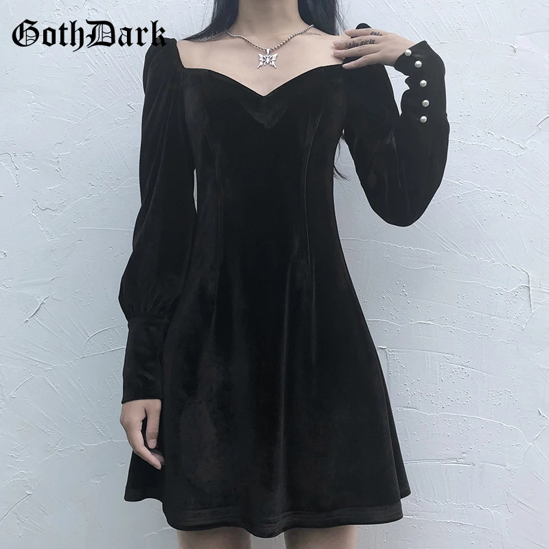 Готические винтажные женские платья Goth Dark с длинным рукавом весна 2020 гранж панк