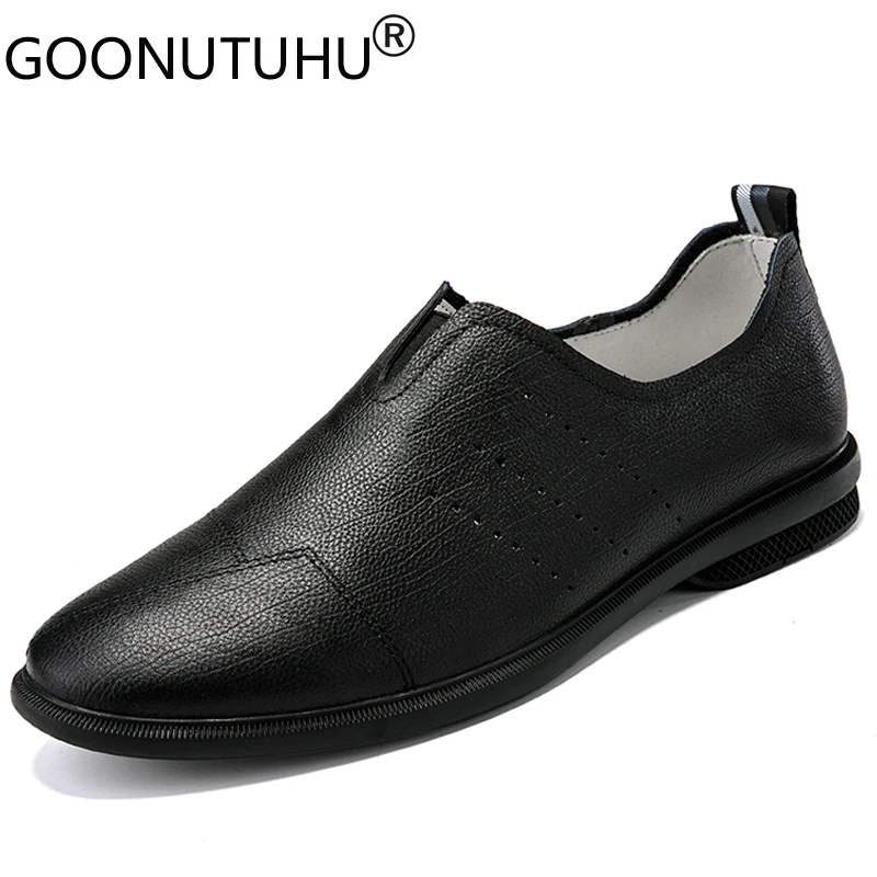 

2020 style fashion men's shoes casual genuine leather loafers male white black slip on shoe man driving shoes for men size 37-46