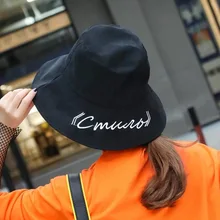 Весенняя и летняя хлопковая шляпа в рыбацком стиле с вышитыми буквами, женская шляпа в стиле Харадзюку, Панама, Солнцезащитная шляпа bt, шляпа для пеших прогулок