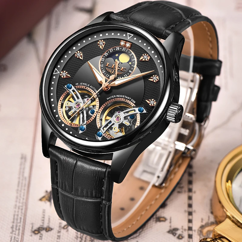 Reloj LIGE Men Watch Mechanical Tourbillon Luxury Fashion Brand Leather Male Sport Watches Men Automatic Watch Relogio Masculino Reloj LIGE Men Watch Mechanical Tourbillon Luxury Fashion Brand Leather Male Sport Watches Men Automatic Watch Relogio Masculino