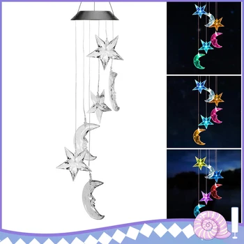 

Solar Light Moon Star Wind Chimes Lamp Color Changing LED Mobile Patio Home Garden Yard Decoration Wind Chimes Solar Light Lamps