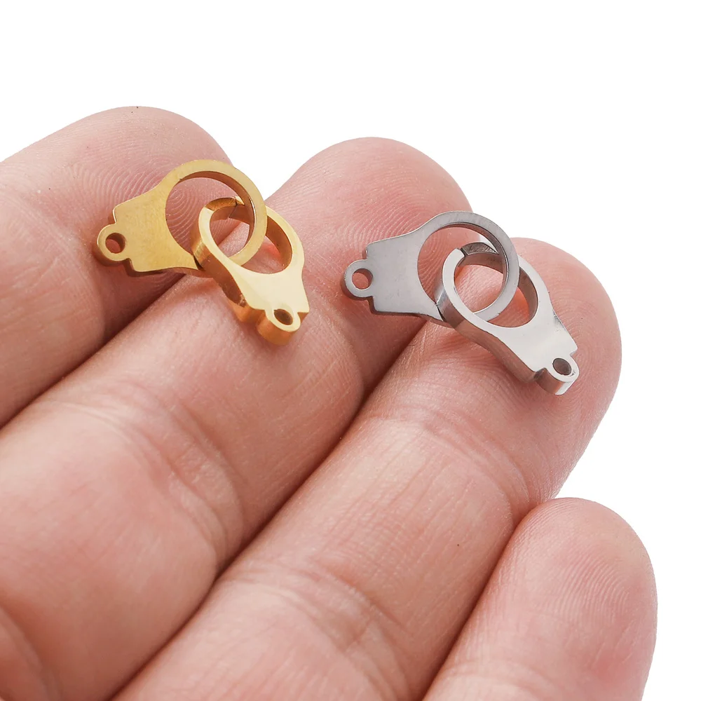 5 개/몫 스테인레스 스틸 더블 수갑 매력 커넥터 팔찌 목걸이 중공 펜던트 Diy 보석 만들기 용품