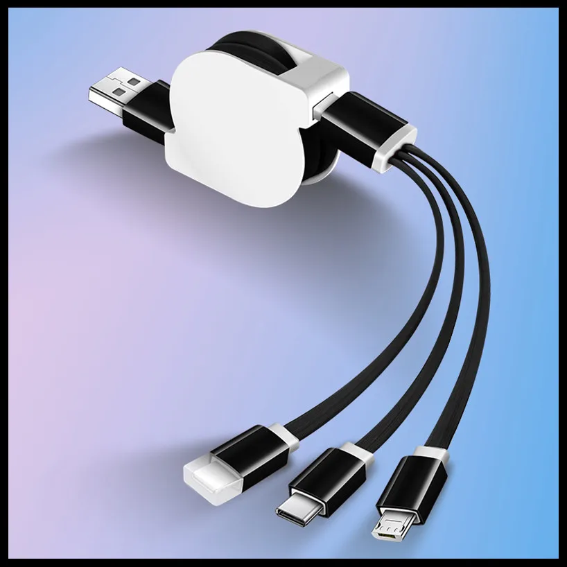 3а Многофункциональный 3 в 1 usb кабель Универсальный type-c три в одном Телескопический кабель для быстрой зарядки данных Usb удлинитель