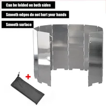Camping Stove Windshields Ultra-Light Aluminum Alloy Foldable Camping Stove Windshield with Bolt 10 Pieces with Cloth Bag