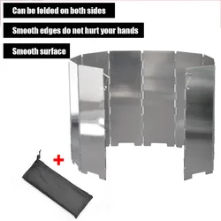 Camping Stove Windshields Ultra-Light Aluminum Alloy Foldable Camping Stove Windshield with Bolt 10 Pieces with Cloth Bag