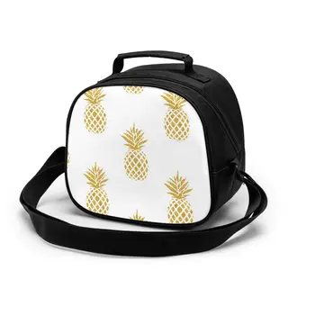 

Gold Pineapple Pattern Portable Insulated Lunch Bag Thermal Food Picnic Lunch Bags for Kids Cooler Lunch Box Bag