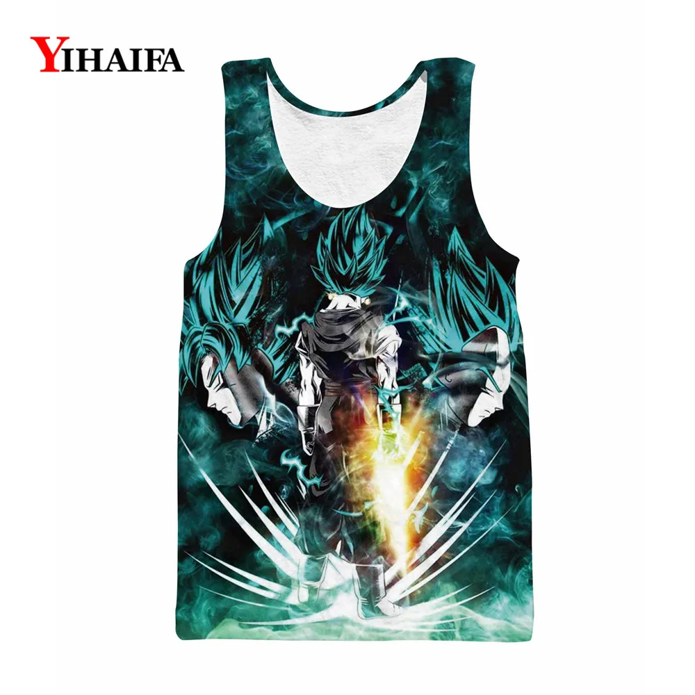 

Summer 3D Print Men's Tank Top Vest Dragon Ball Z Fighting Super Saiyan Cartoon Goku Sleeveless Shirts Hip Hop Tank Tops