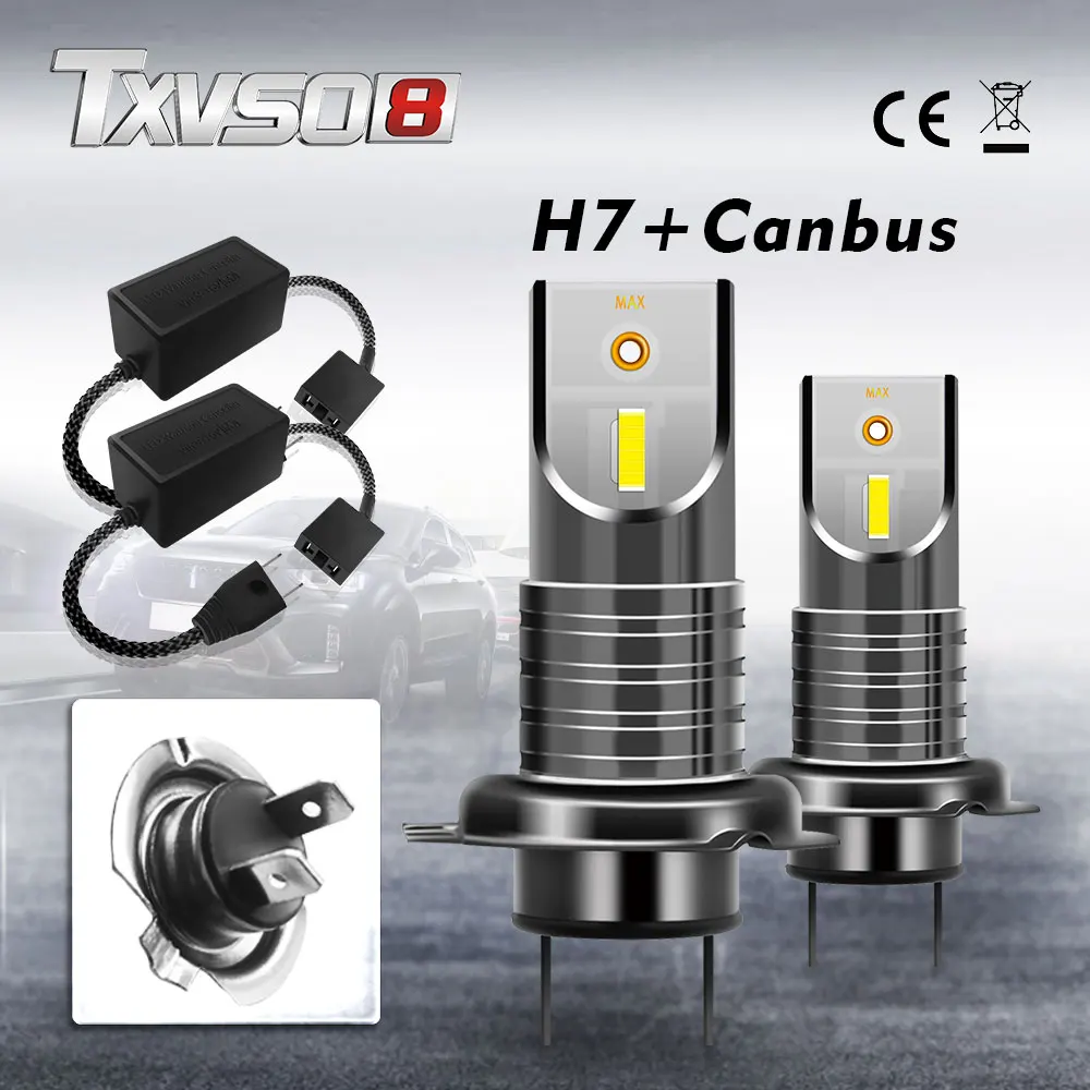 TXVSO8 2020 H7 LED Canbus Mini Lights for Car 55W/Bulb Universal Diode Lamps 6000K Super Bright Headlight for Automobile 26000LM