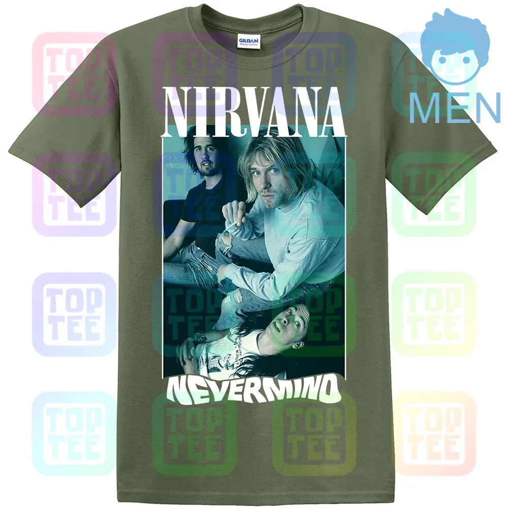 Винтаж Редкие 90 s NIRVANA NEVERMIND TOUR футболка Размеры S-2XL Репринт - Цвет: MEN-ARMY GREEN