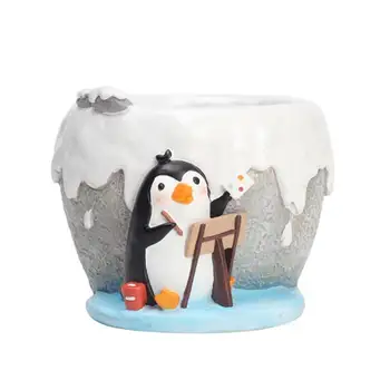 

1pc Flowerpot Macetas Plant Pot Garden Accessories Artistic Flower Pot Cartoon Penguin Flowerpot Adornment Succulent Flower Pot