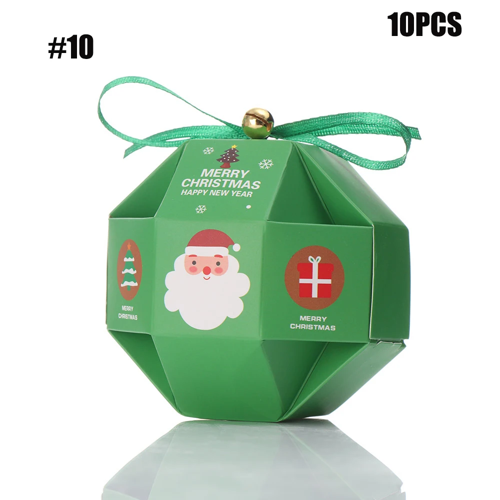 10-10PCS 1/5/10 шт, рождественские полосатые Стиль Apple коробка специальный канун Рождества печенье коробка подарка упаковывая Коробка конфета в виде снеговика коробка - Цвет: 10-10PCS