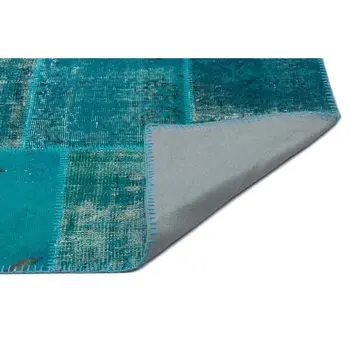

Handmade Turquoise Vintage Overdyed Patchwork Area Rug 188x280 Cm-6'2''X9'2''